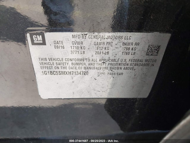 Chevrolet CRUZE LS 2017 1G1BC55MXH7134720 Image 9