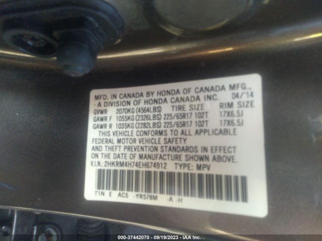 2HKRM4H74EH674912 Honda Cr-v Ex-l