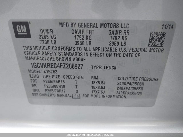 Chevrolet Silverado 1500 2lt 2015 1GCVKREC4FZ208927 Image 9