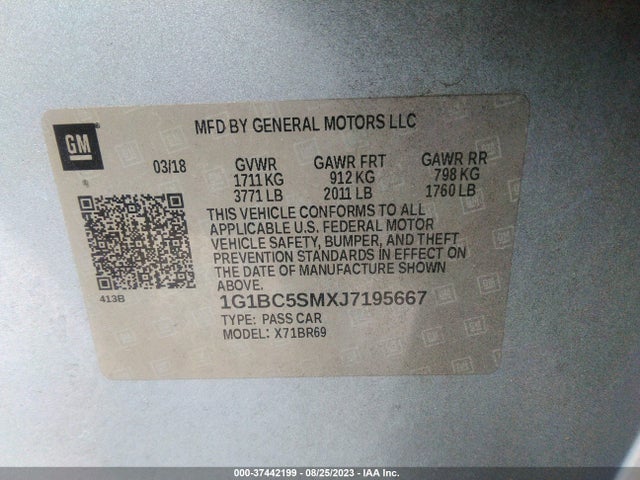 Chevrolet CRUZE LS 2018 1G1BC5SMXJ7195667 Image 9