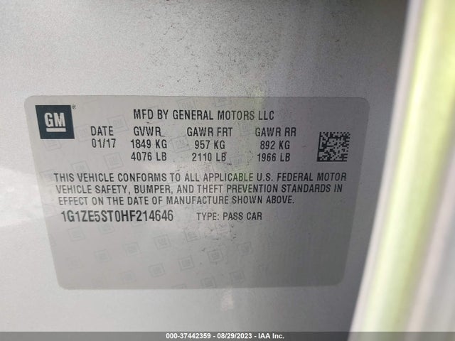 Chevrolet MALIBU LT 2017 1G1ZE5ST0HF214646 Image 9