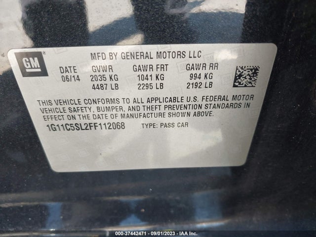Chevrolet MALIBU 1LT 2015 1G11C5SL2FF112068 Image 9