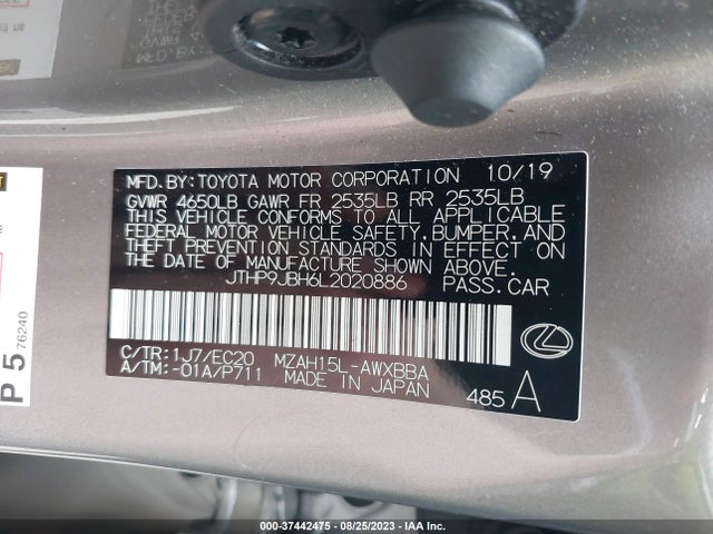 JTHP9JBH6L2020886 Lexus Ux Ux 250h