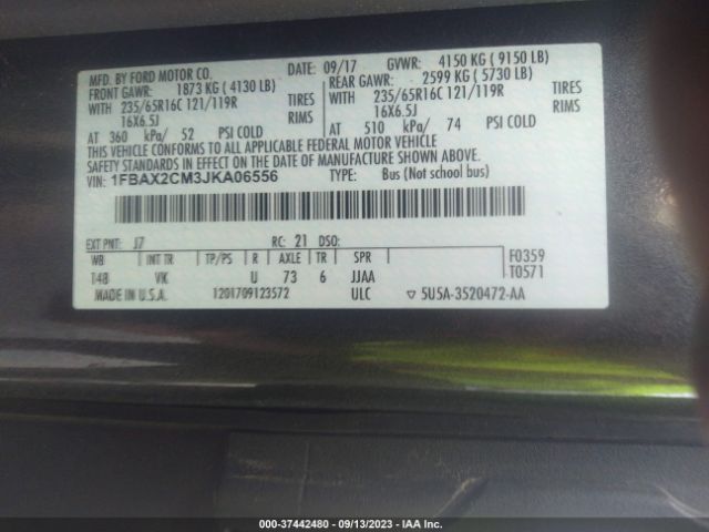 1FBAX2CM3JKA06556 Ford Transit Passenger Wagon Xl/xlt
