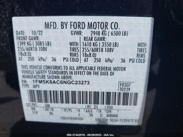 Ford Police Interceptor Utility 2022 1FM5K8AC6NGC23273 Image 9