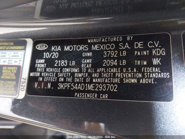 3KPF54AD1ME293702 KIA FORTE EX