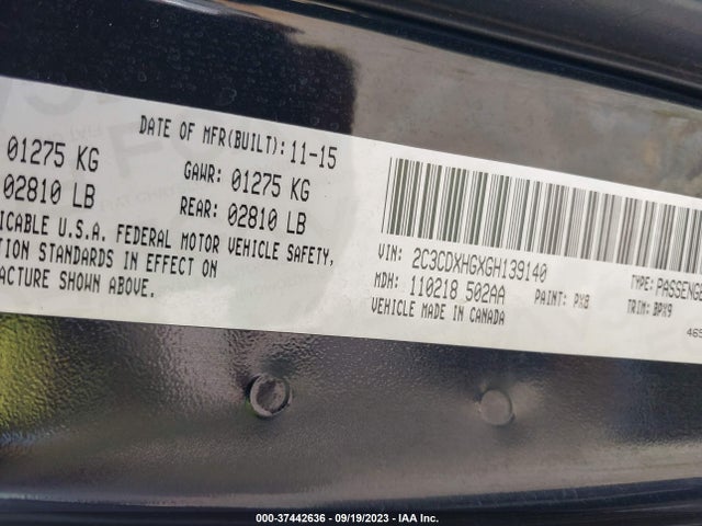 Dodge Charger Sxt 2016 2C3CDXHGXGH139140 Image 9