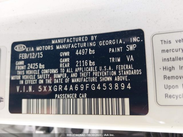 5XXGR4A69FG453894 KIA Optima Sxl Turbo