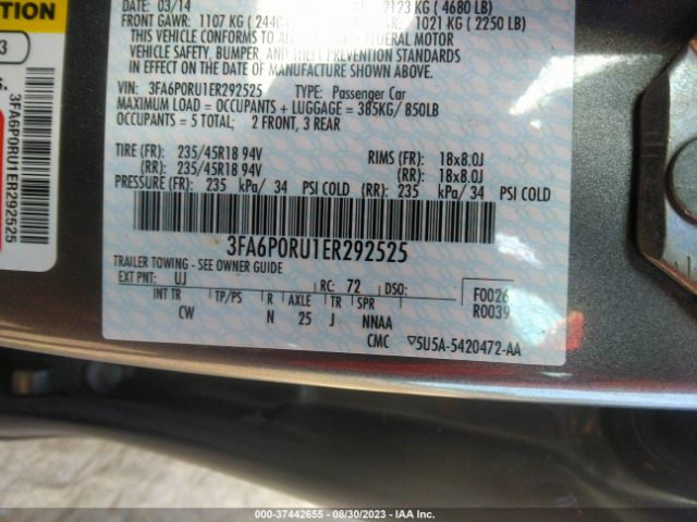 3FA6P0RU1ER292525 Ford Fusion Titanium Hybrid