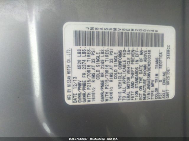 JN8AS5MV8EW200246 Nissan Rogue Select S