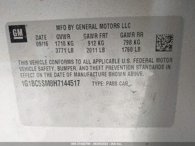 Chevrolet Cruze Ls Auto 2017 1G1BC5SM8H7144517 Image 9