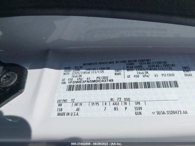 2021 Ford E-Series, VIN: 1FDWE3FN5MDC03749