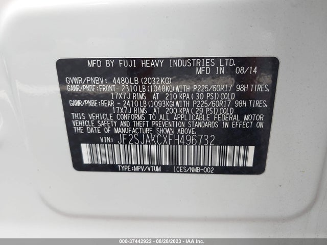 JF2SJAKCXFH496732 Subaru Forester 2.5i Limited