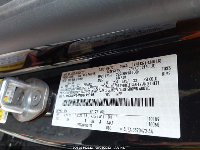 Ford ESCAPE SEL 2022 1FMCU0H64NUB39019 Image 9