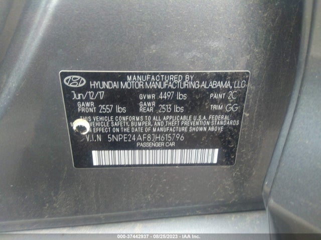 2018 HYUNDAI SONATA SE VIN: 5NPE24AF8JH615796