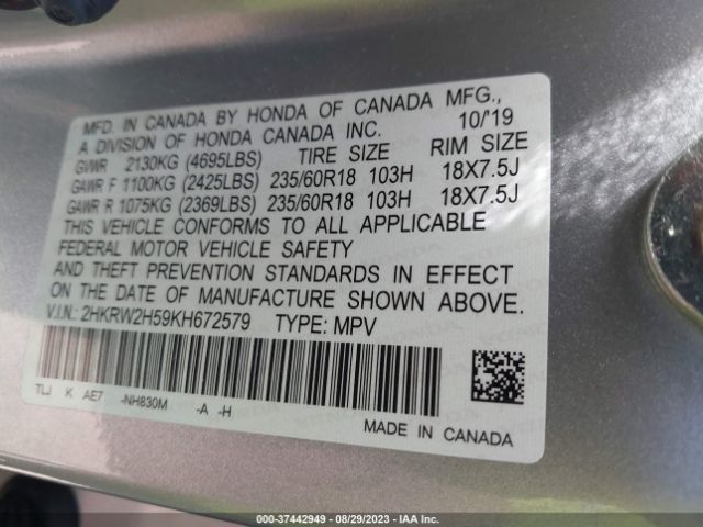 2HKRW2H59KH672579 Honda CR-V EX