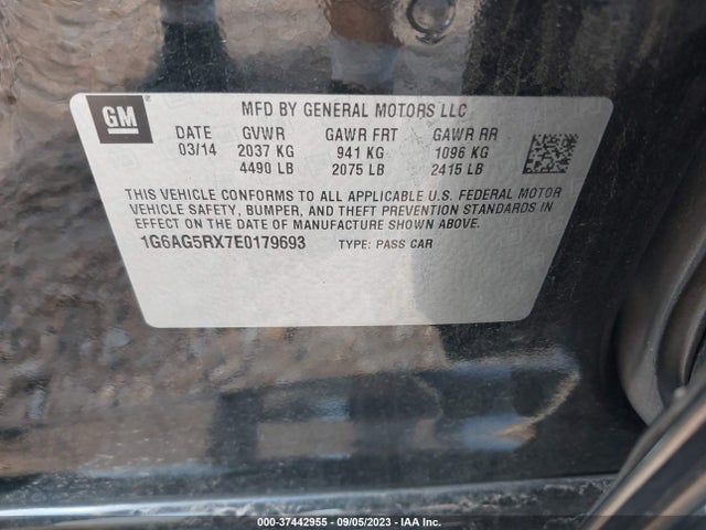 1G6AG5RX7E0179693 Cadillac Ats Standard Awd