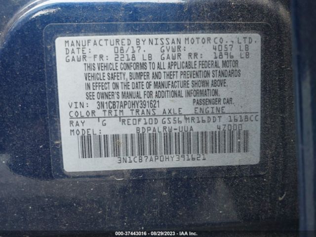 3N1CB7AP0HY391621 Nissan Sentra Sr Turbo