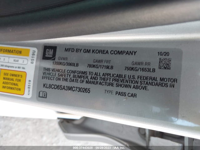 Chevrolet SPARK 1LT 2021 KL8CD6SA3MC730265 Image 9