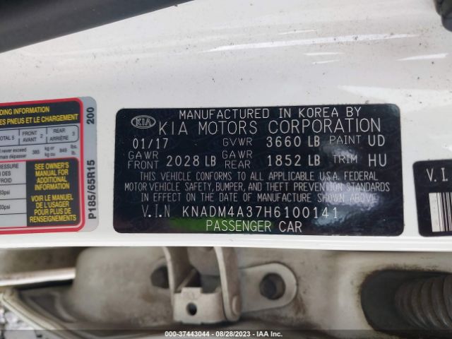 KNADM4A37H6100141 KIA RIO LX