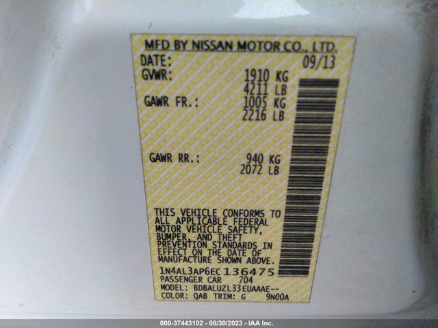 Nissan Altima 2.5 Sv 2014 1N4AL3AP6EC136475 Image 9