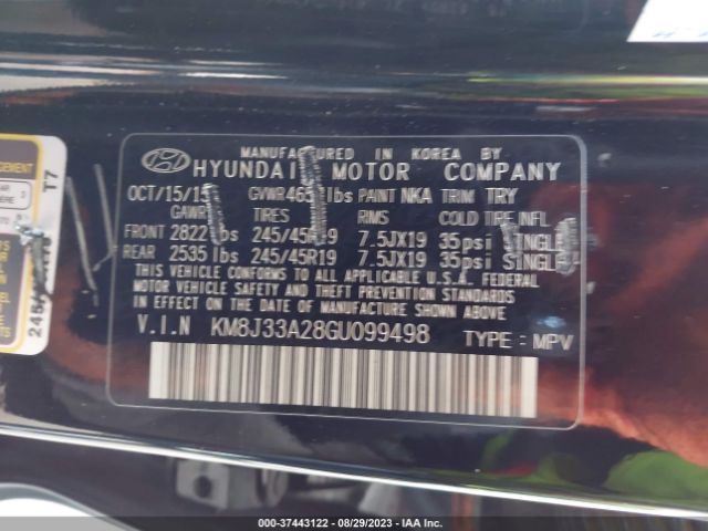 KM8J33A28GU099498 Hyundai Tucson Sport