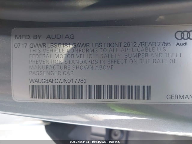 WAUG8AFC7JN017782 Audi A6 Premium Plus
