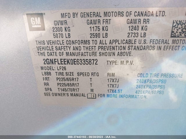 Chevrolet EQUINOX LS 2014 2GNFLEEK0E6335872 Image 9