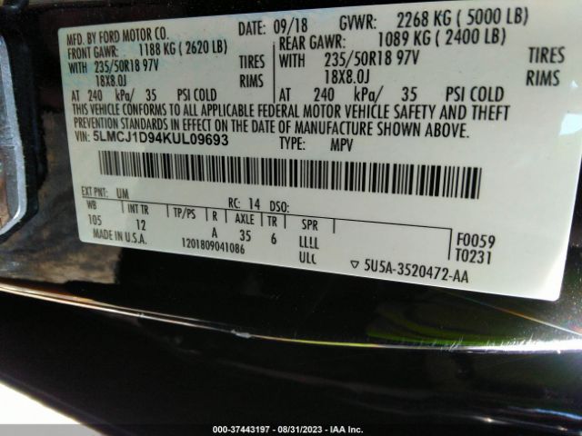 5LMCJ1D94KUL09693 Lincoln Mkc Standard