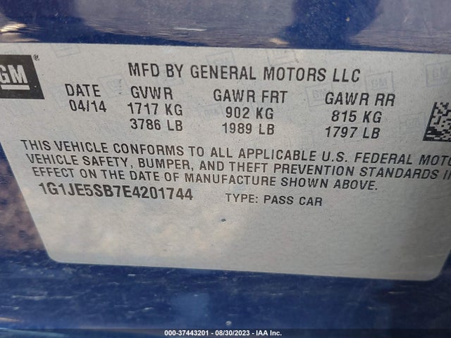 Chevrolet SONIC LTZ 2014 1G1JE5SB7E4201744 Image 9