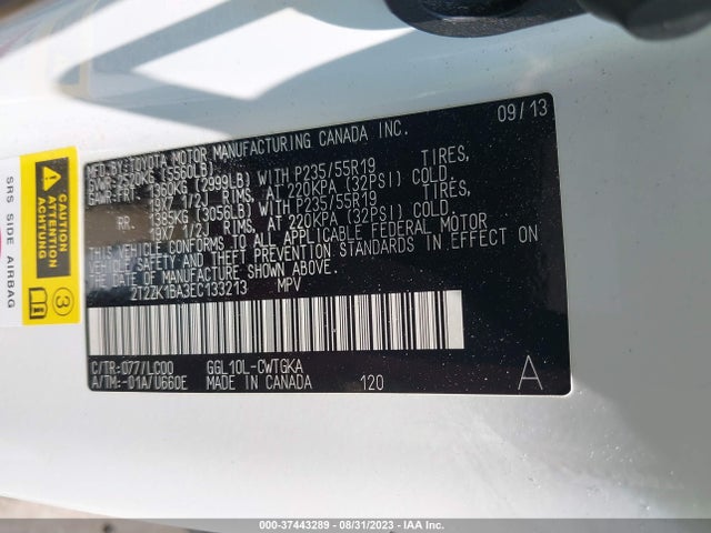 2T2ZK1BA3EC133213 Lexus RX 350