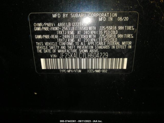 JF2SKALC7LH604229 Subaru Forester Sport