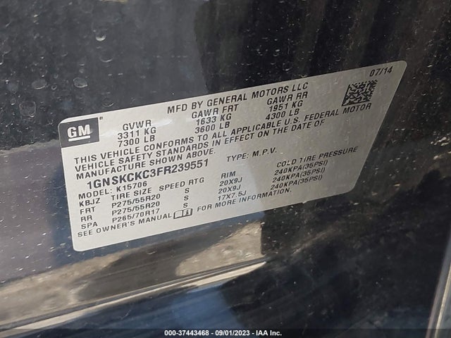 Chevrolet Tahoe Ltz 2015 1GNSKCKC3FR239551 Image 9