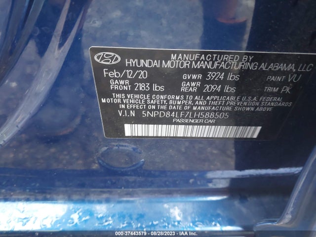 Hyundai ELANTRA SEL 2020 5NPD84LF7LH588505 Image 9