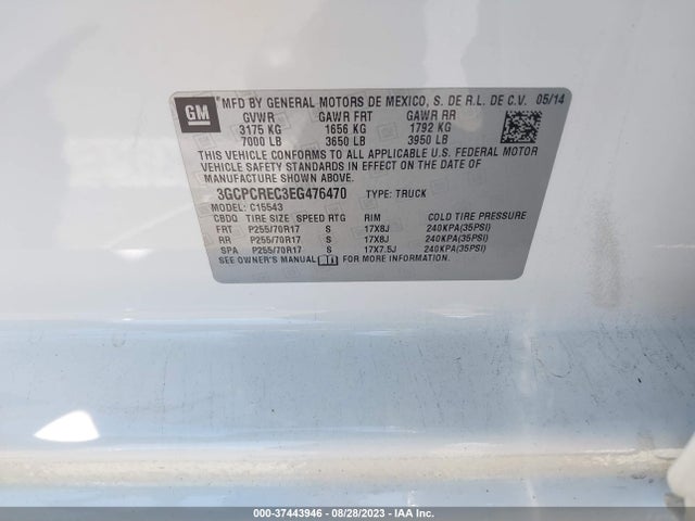 Chevrolet Silverado 1500 Lt 2014 3GCPCREC3EG476470 Image 9