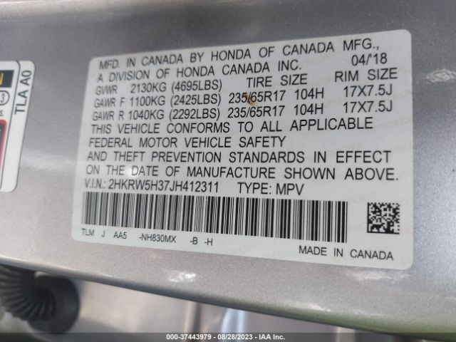 2HKRW5H37JH412311 Honda CR-V LX