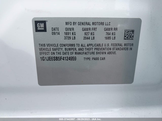 Chevrolet SONIC LTZ 2015 1G1JE6SB5F4124959 Image 9