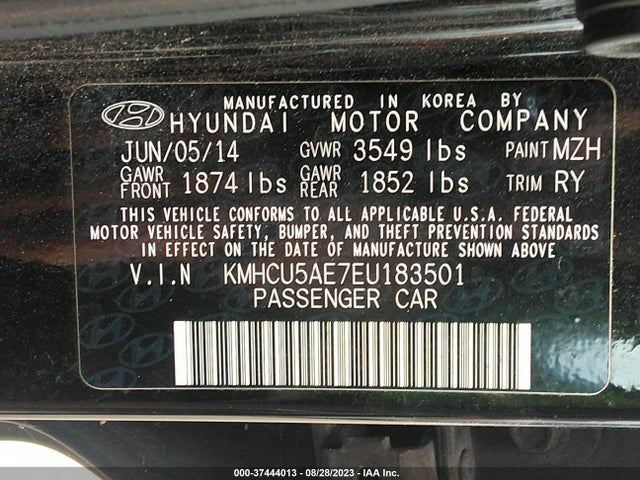 2014 HYUNDAI ACCENT SE VIN: KMHCU5AE7EU183501