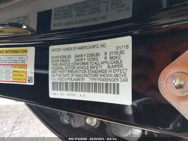 Honda Accord Ex-l 2018 1HGCV1F58JA089787 Image 9
