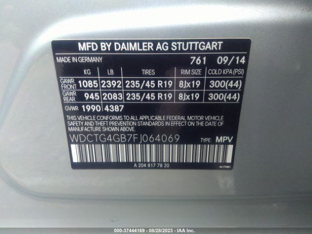 WDCTG4GB7FJ064069 Mercedes-Benz Gla-class Gla 250