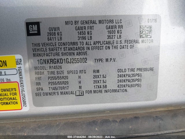 Chevrolet Traverse Lt 2016 1GNKRGKD1GJ255002 Image 9