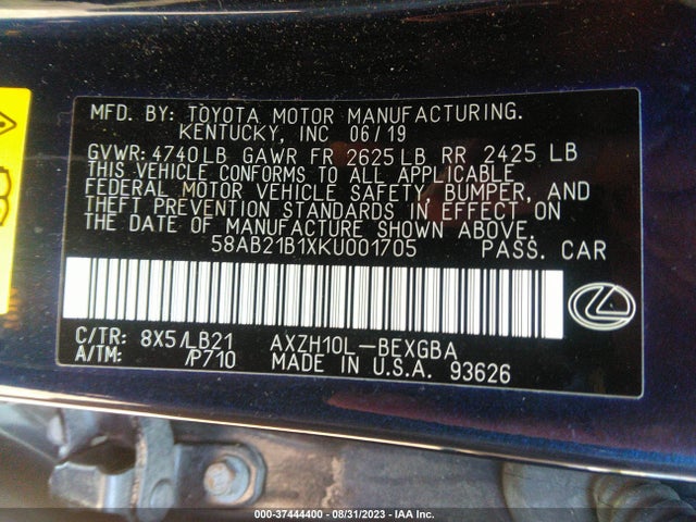 58AB21B1XKU001705 Lexus Es Es 300h