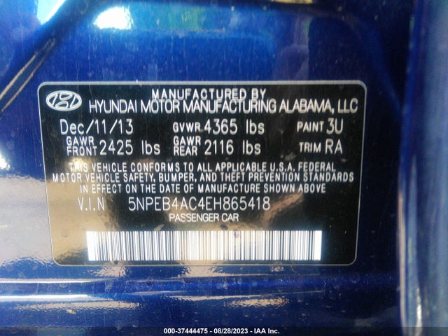 Hyundai SONATA GLS 2014 5NPEB4AC4EH865418 Image 10