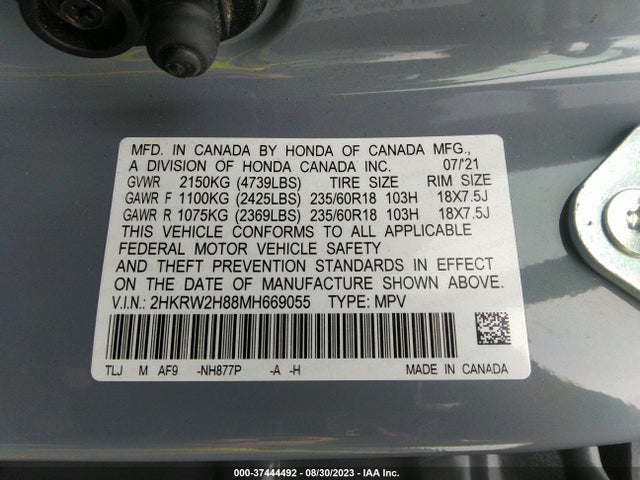 Honda Cr-v Ex-l 2021 2HKRW2H88MH669055 Image 16