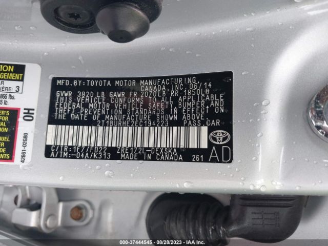 2T1BURHE2EC194223 Toyota Corolla S Plus