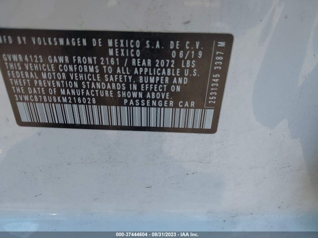 3VWCB7BU8KM216028 Volkswagen Jetta S/se/r-line