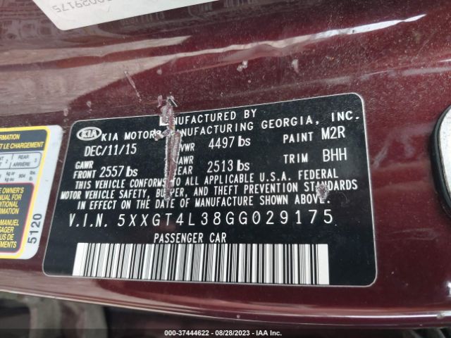 5XXGT4L38GG029175 KIA Optima Lx