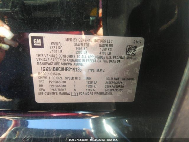 1GKS1BKC0HR219125 GMC YUKON SLT