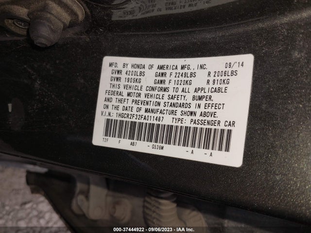 Honda Accord Sedan Lx 2015 1HGCR2F32FA011487 Image 9