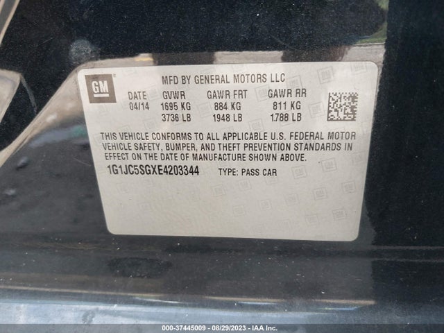 Chevrolet SONIC LT 2014 1G1JC5SGXE4203344 Image 9